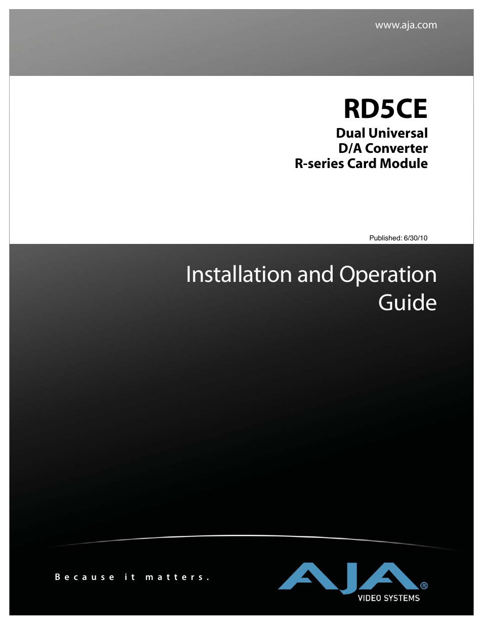AJA RD5CE User Manual | 14 pages