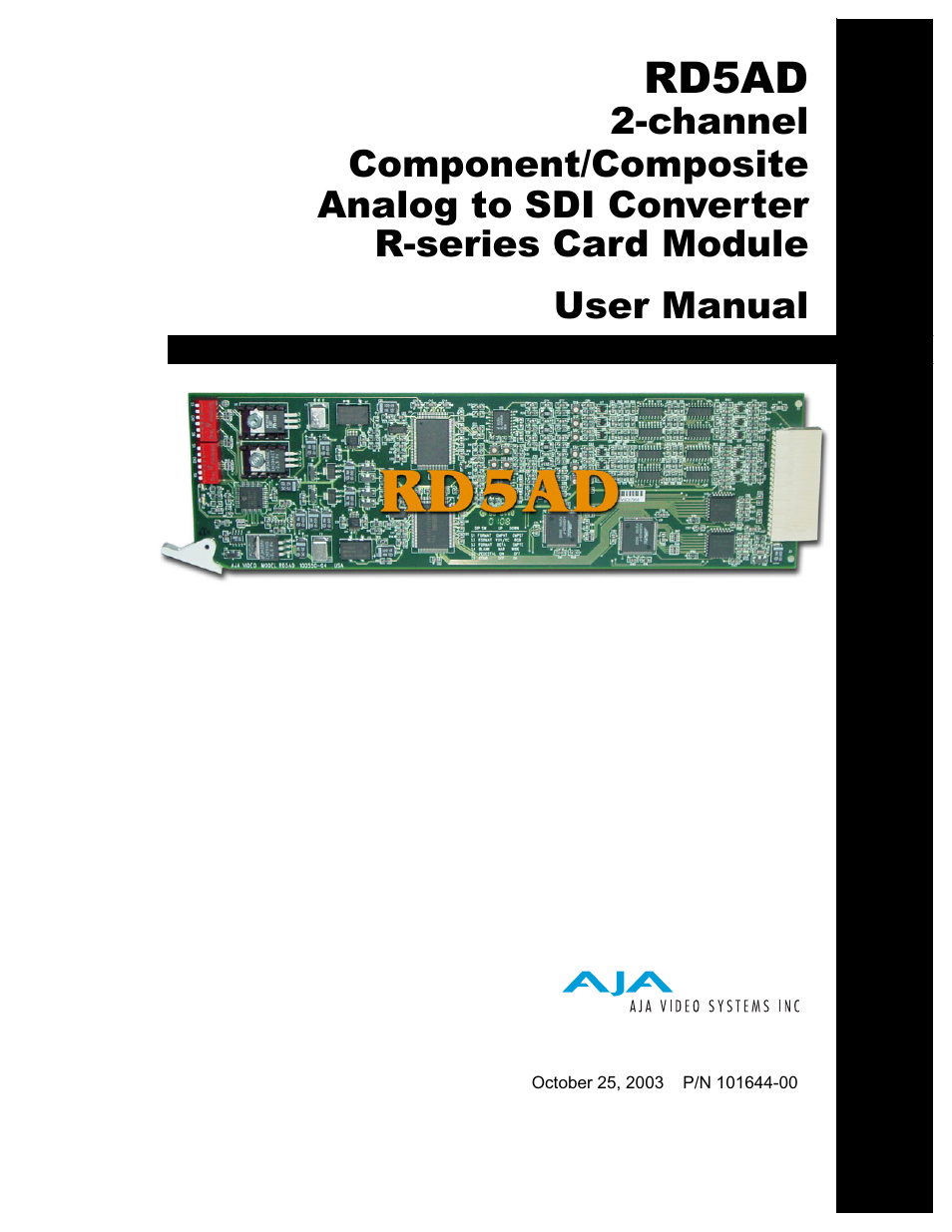 AJA RD5AD User Manual | 6 pages