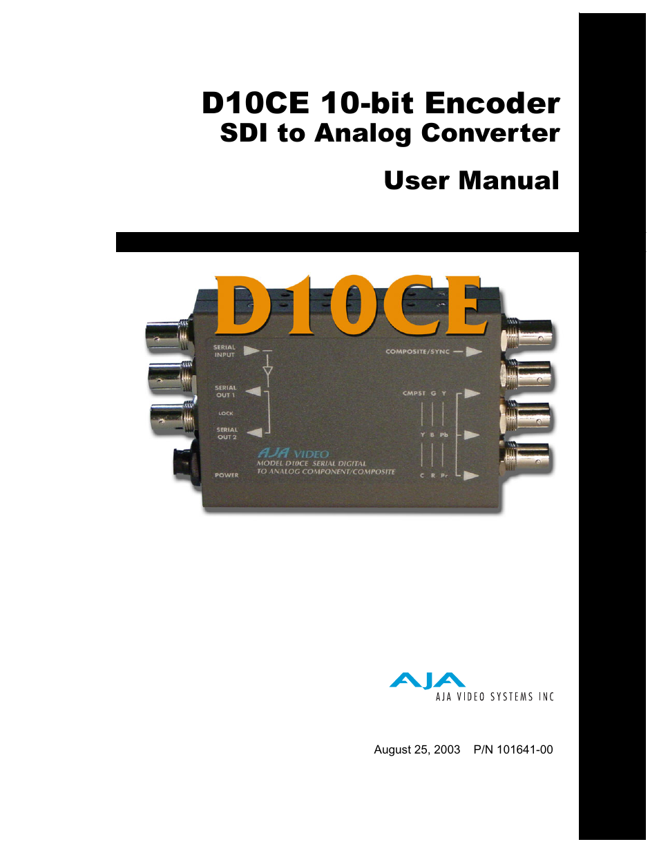 AJA D10CE User Manual | 10 pages