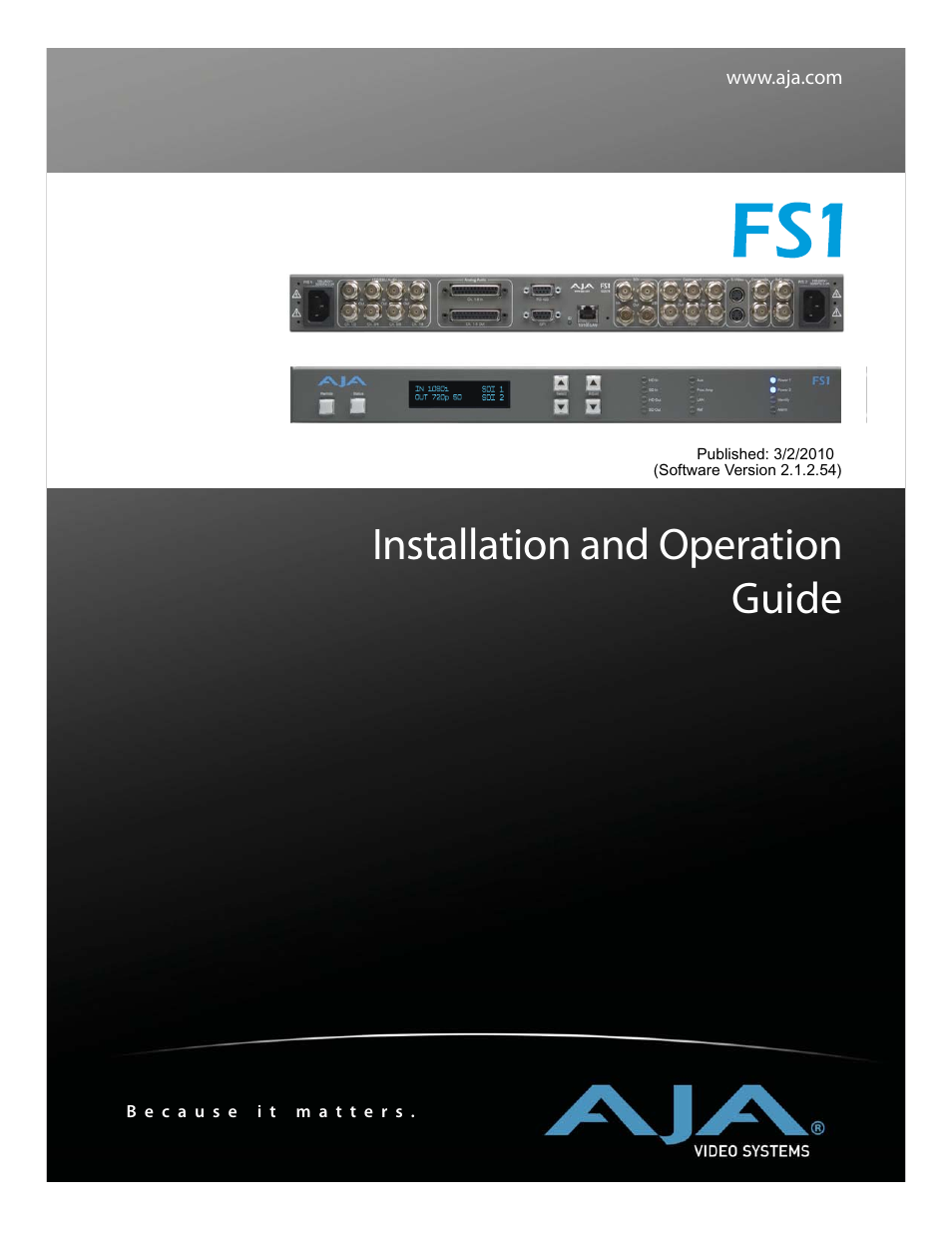 AJA FS1 User Manual | 106 pages