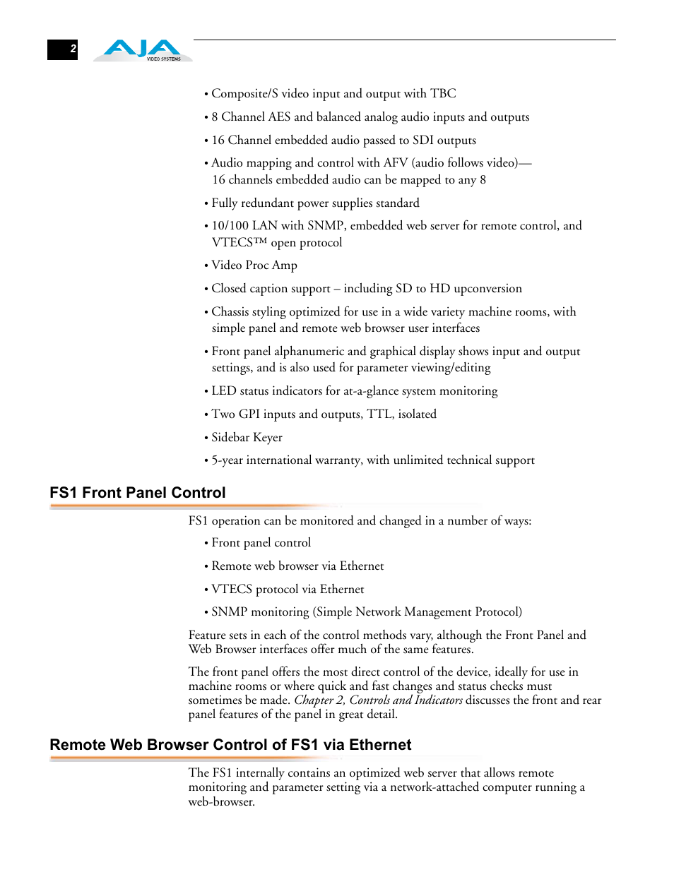 AJA FS1 User Manual | Page 10 / 106