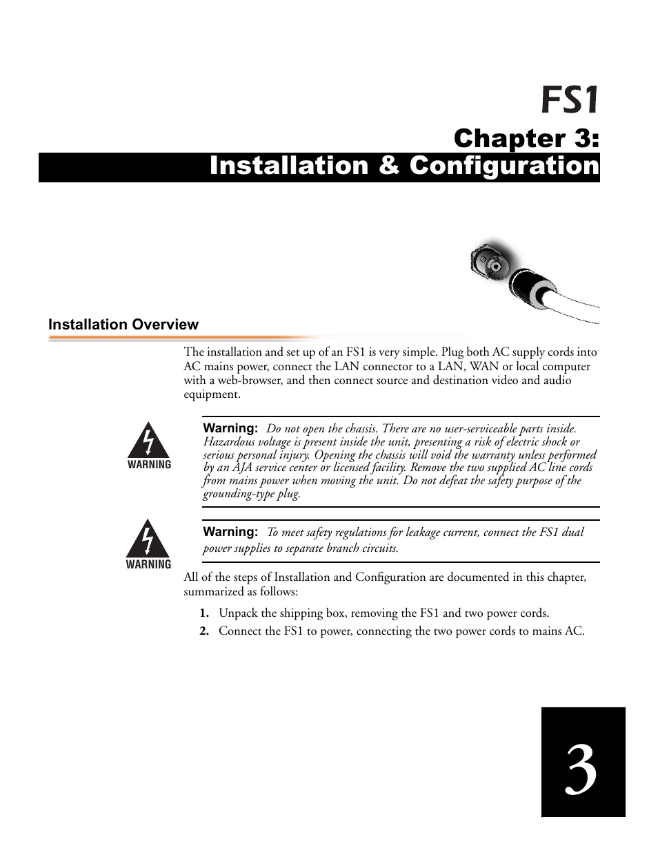 Chapter 3: installation & configuration | AJA FS1 User Manual | Page 27 / 106