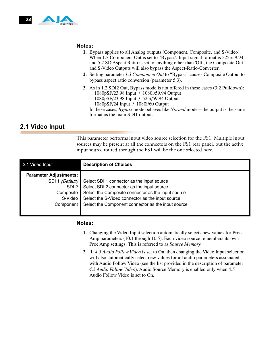 1 video input | AJA FS1 User Manual | Page 42 / 106