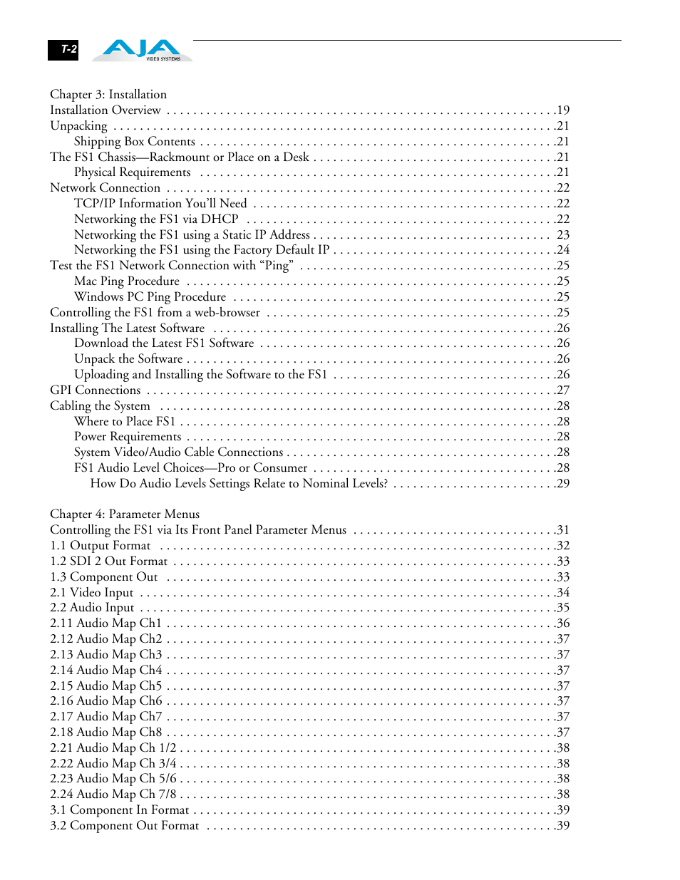 AJA FS1 User Manual | Page 6 / 106