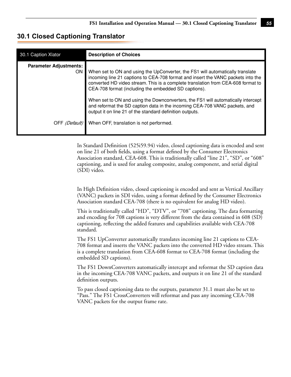 1 closed captioning translator | AJA FS1 User Manual | Page 63 / 106