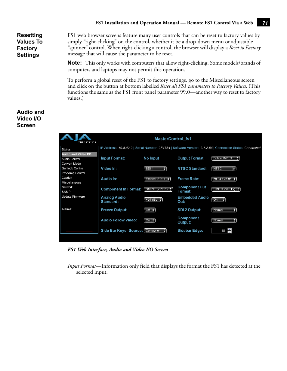 AJA FS1 User Manual | Page 79 / 106