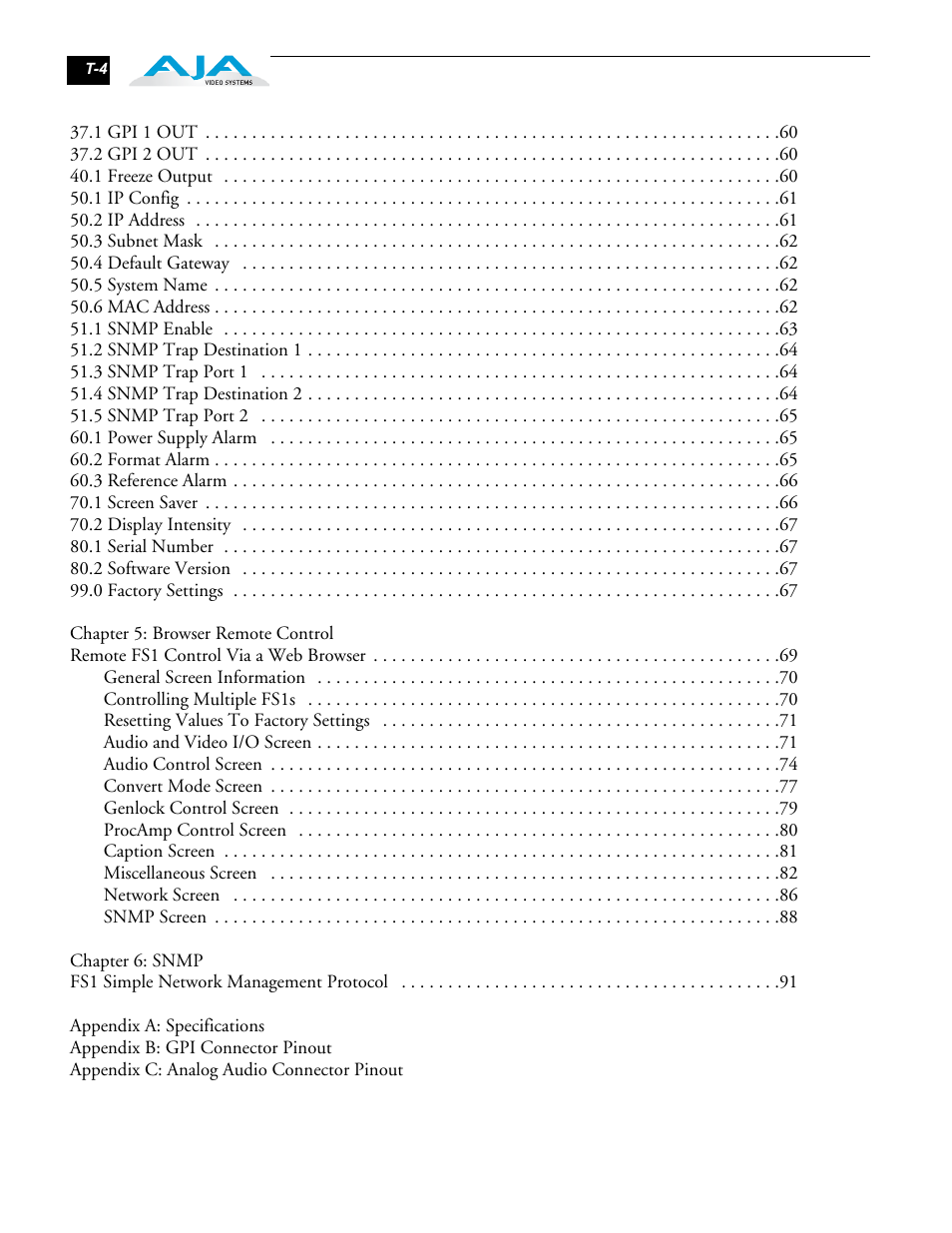 AJA FS1 User Manual | Page 8 / 106