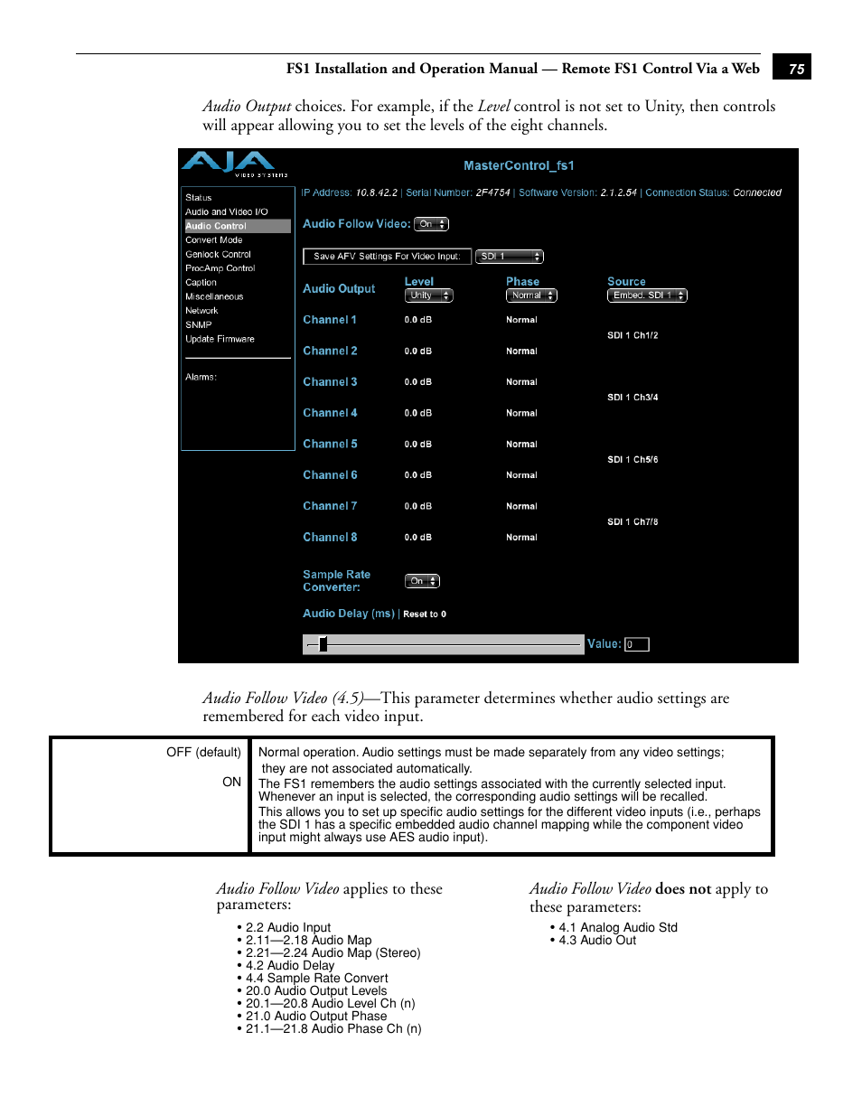 AJA FS1 User Manual | Page 83 / 106