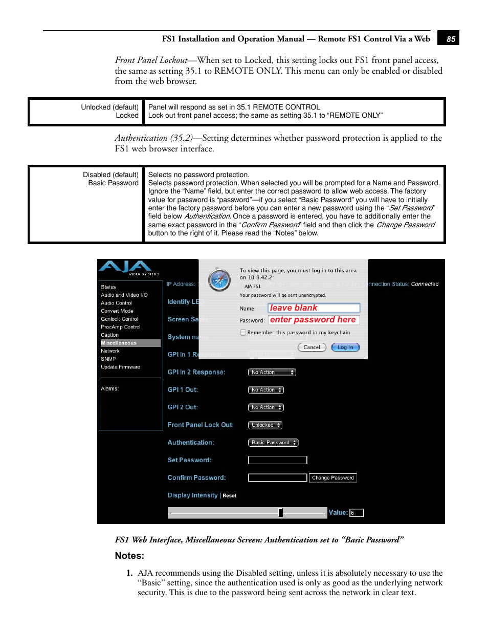 AJA FS1 User Manual | Page 93 / 106