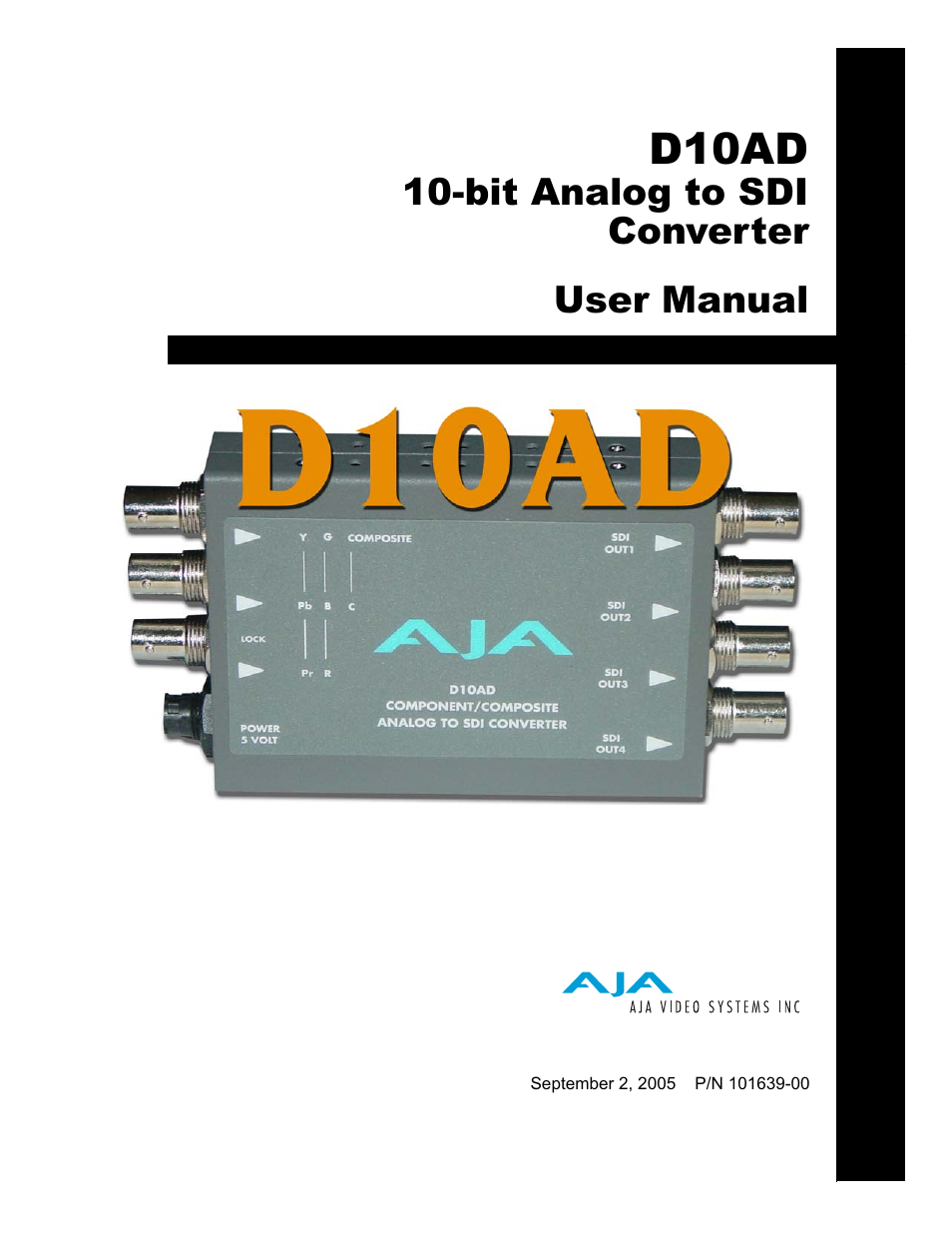 AJA D10AD User Manual | 6 pages