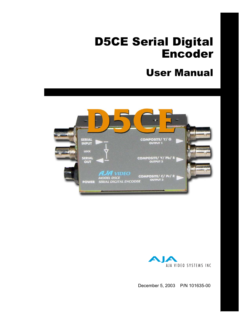 AJA D5CE User Manual | 8 pages