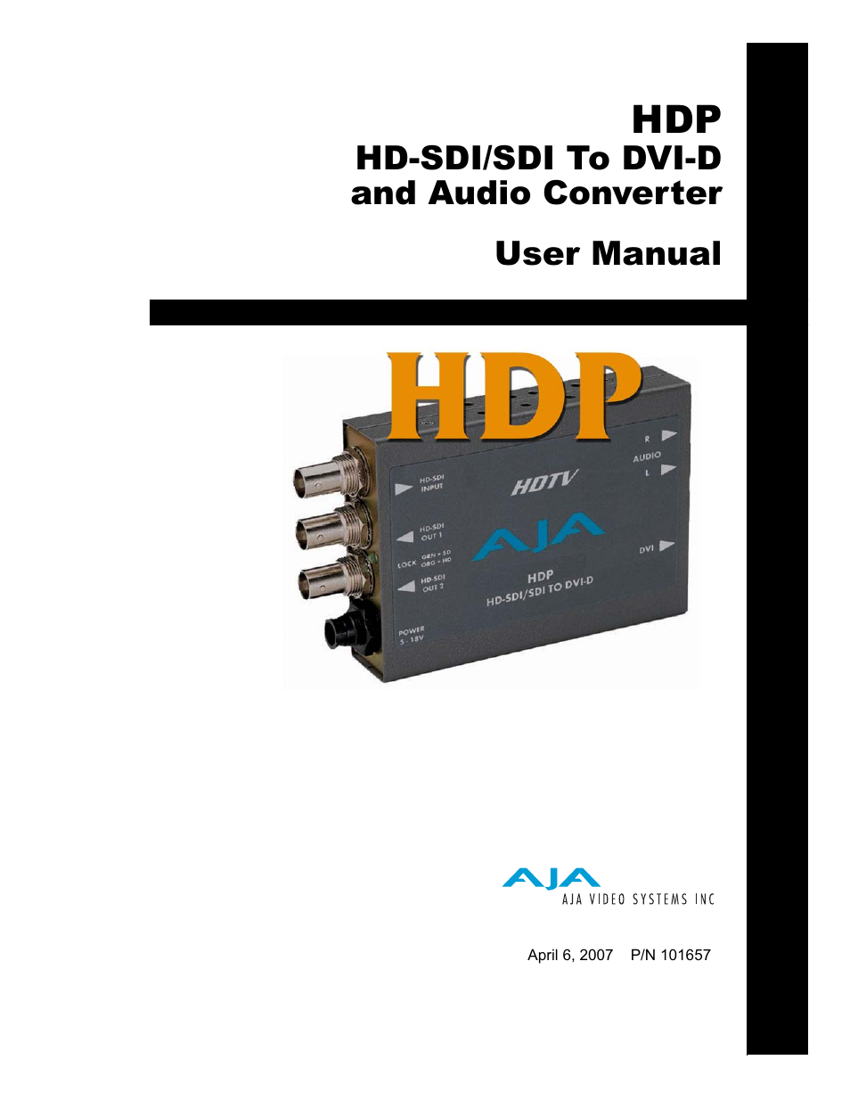 AJA HDP User Manual | 10 pages