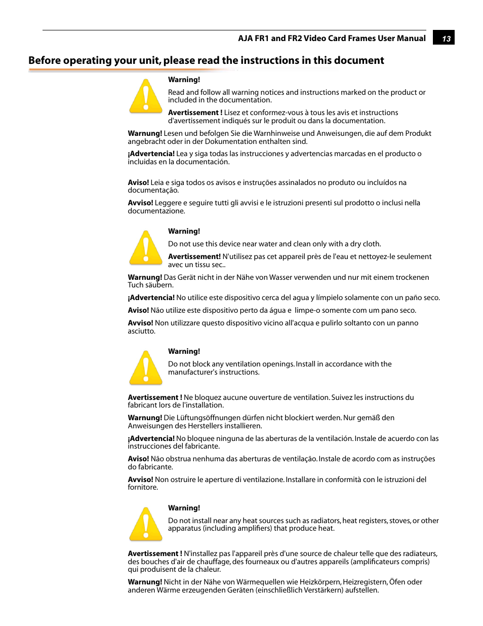 AJA FR2 User Manual | Page 13 / 18