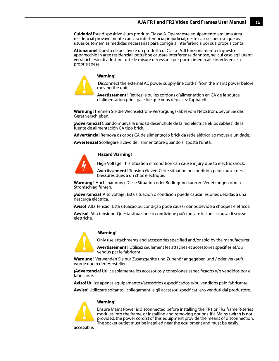 AJA FR2 User Manual | Page 15 / 18