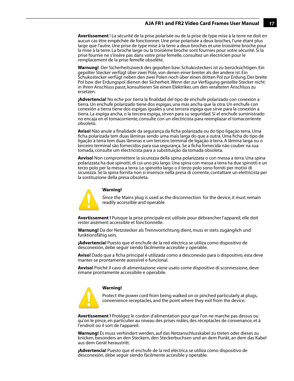 AJA FR2 User Manual | Page 17 / 18