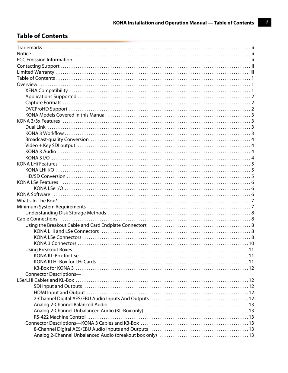 AJA KONA 5.0 User Manual | Page 5 / 128