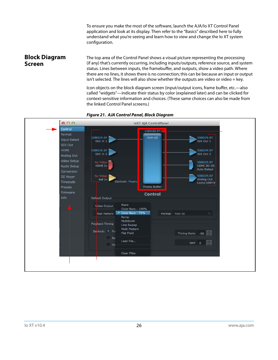 Block diagram screen | AJA IoXT User Manual | Page 26 / 70