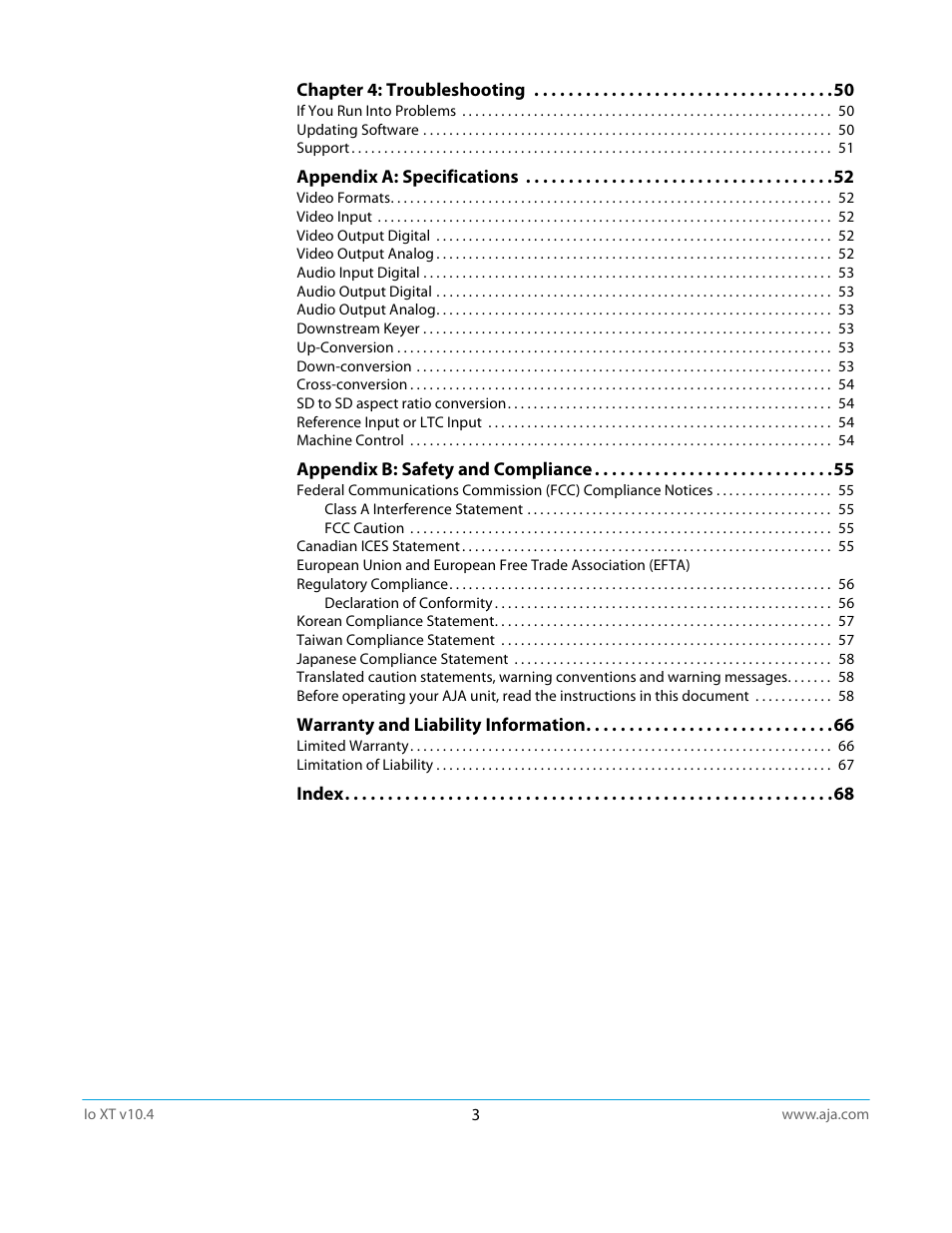 AJA IoXT User Manual | Page 3 / 70