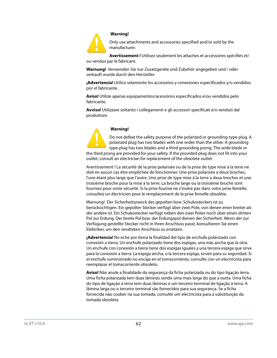 AJA IoXT User Manual | Page 62 / 70