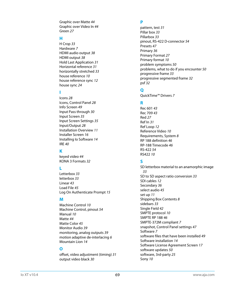 AJA IoXT User Manual | Page 69 / 70