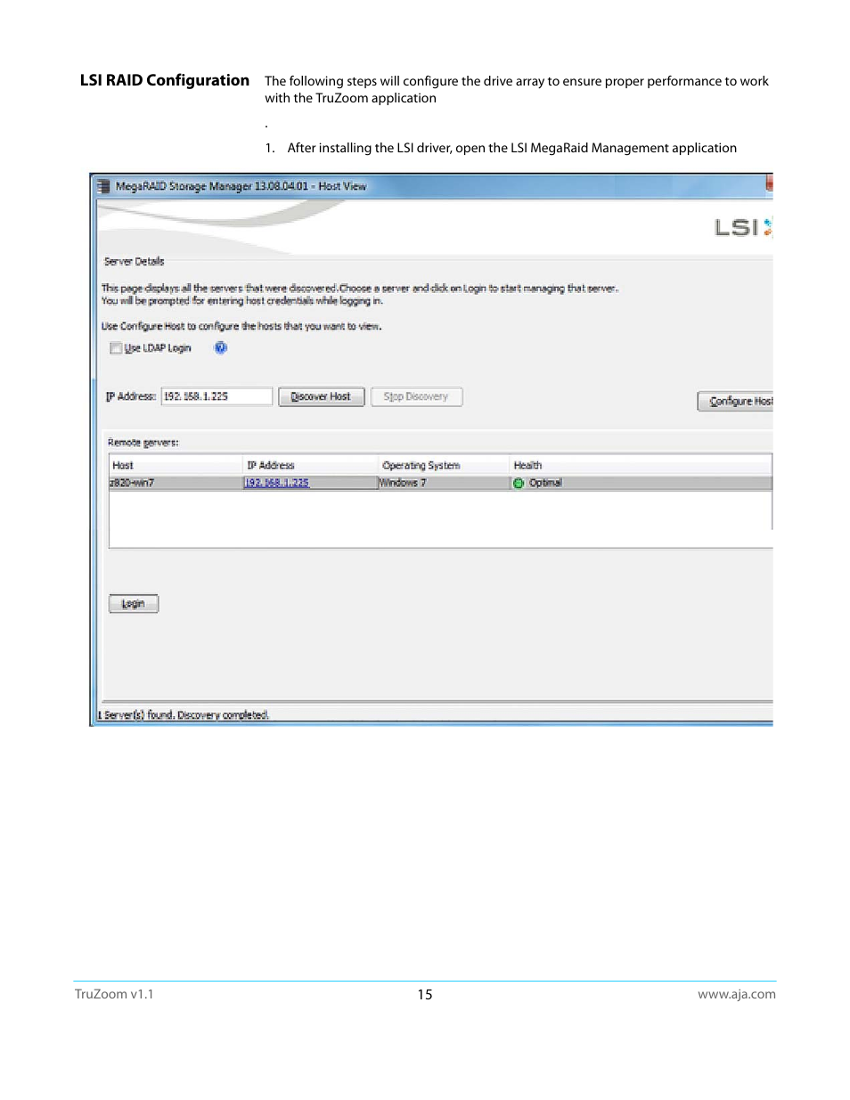 Lsi raid configuration | AJA TruZoom User Manual | Page 15 / 72