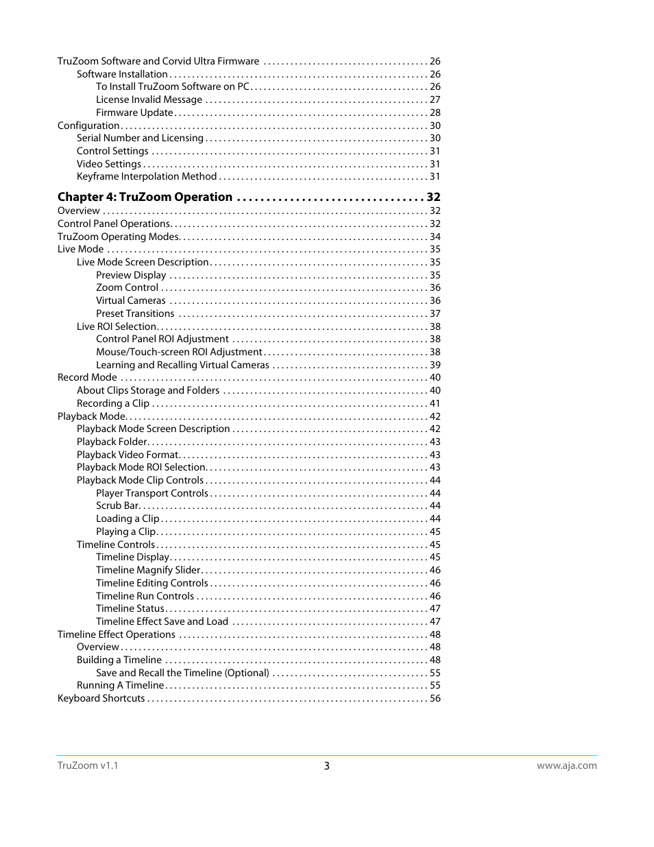 AJA TruZoom User Manual | Page 3 / 72