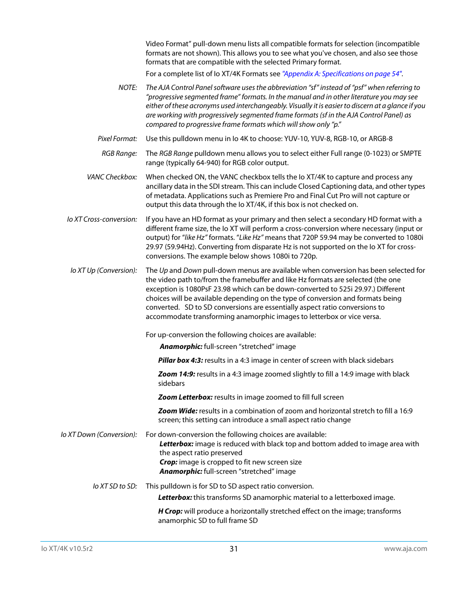 AJA Io4K User Manual | Page 31 / 74