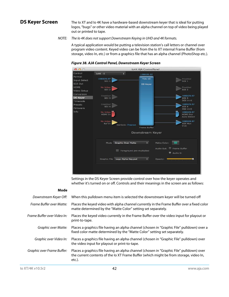 Ds keyer screen | AJA Io4K User Manual | Page 42 / 74