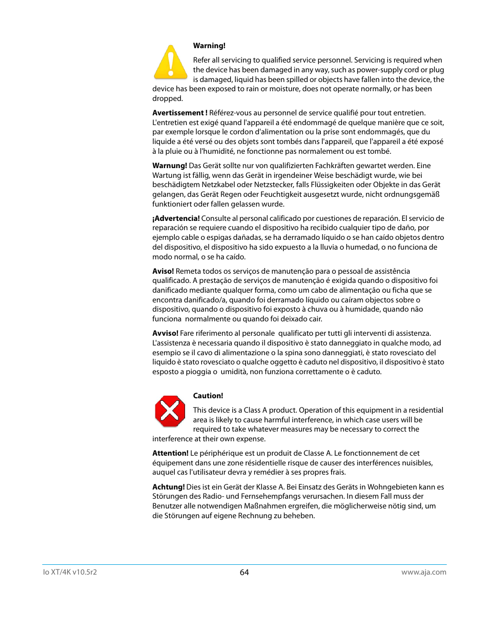 AJA Io4K User Manual | Page 64 / 74