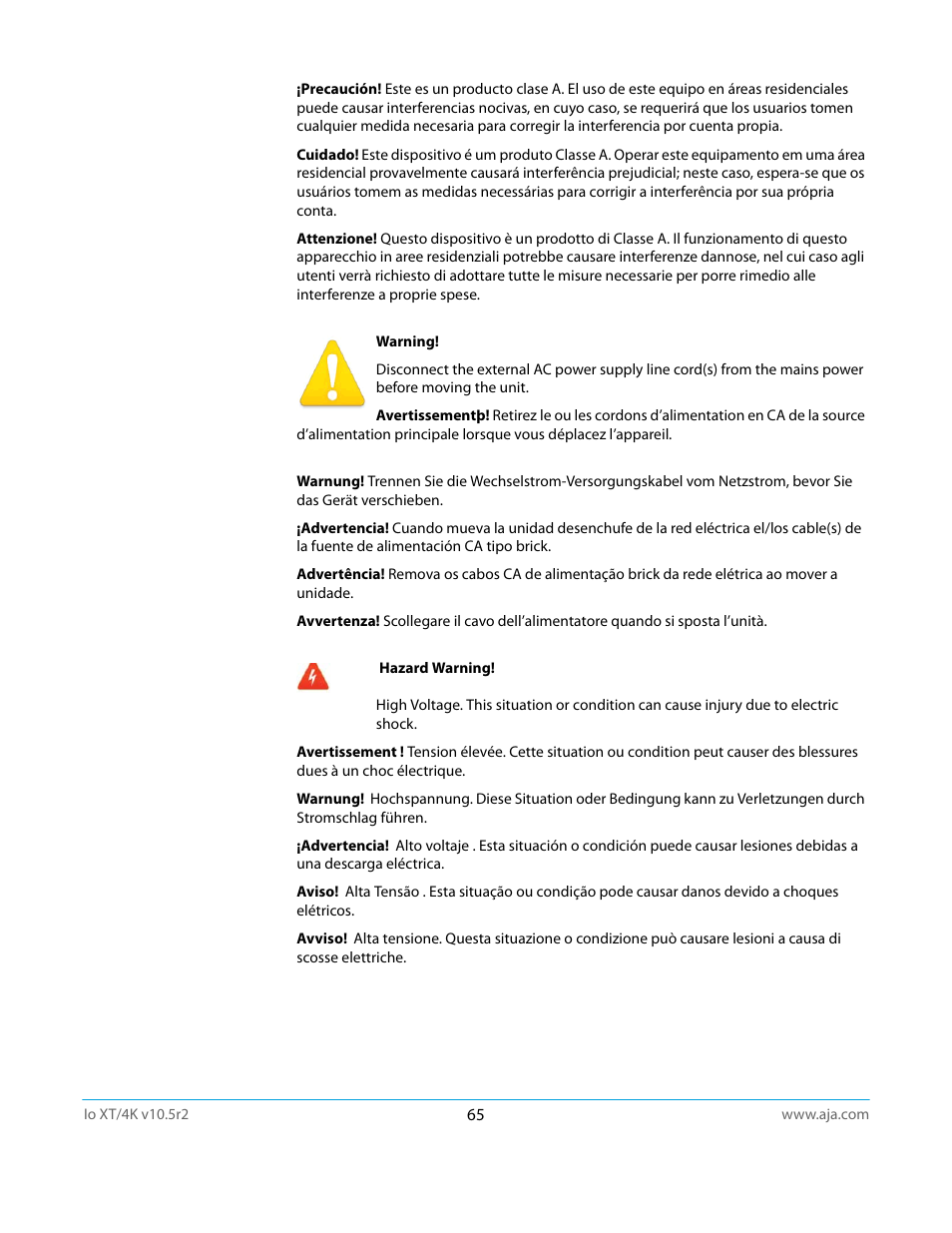 AJA Io4K User Manual | Page 65 / 74