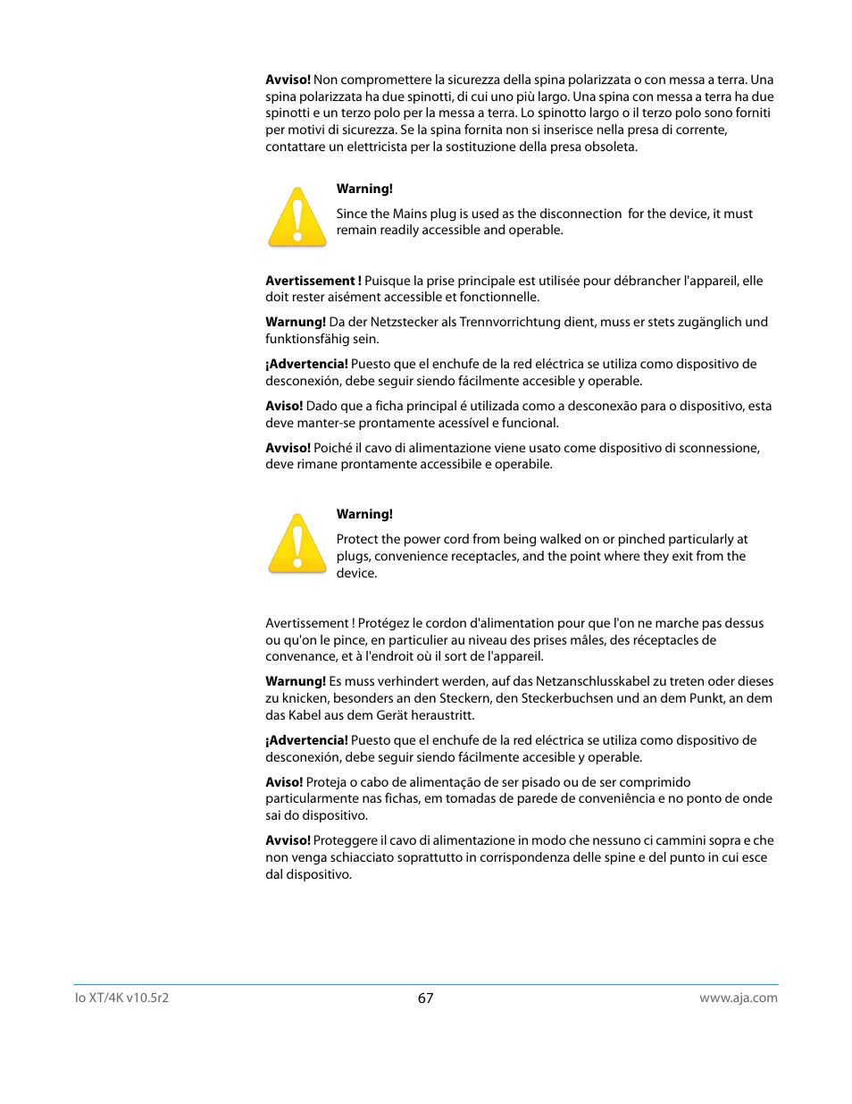 AJA Io4K User Manual | Page 67 / 74