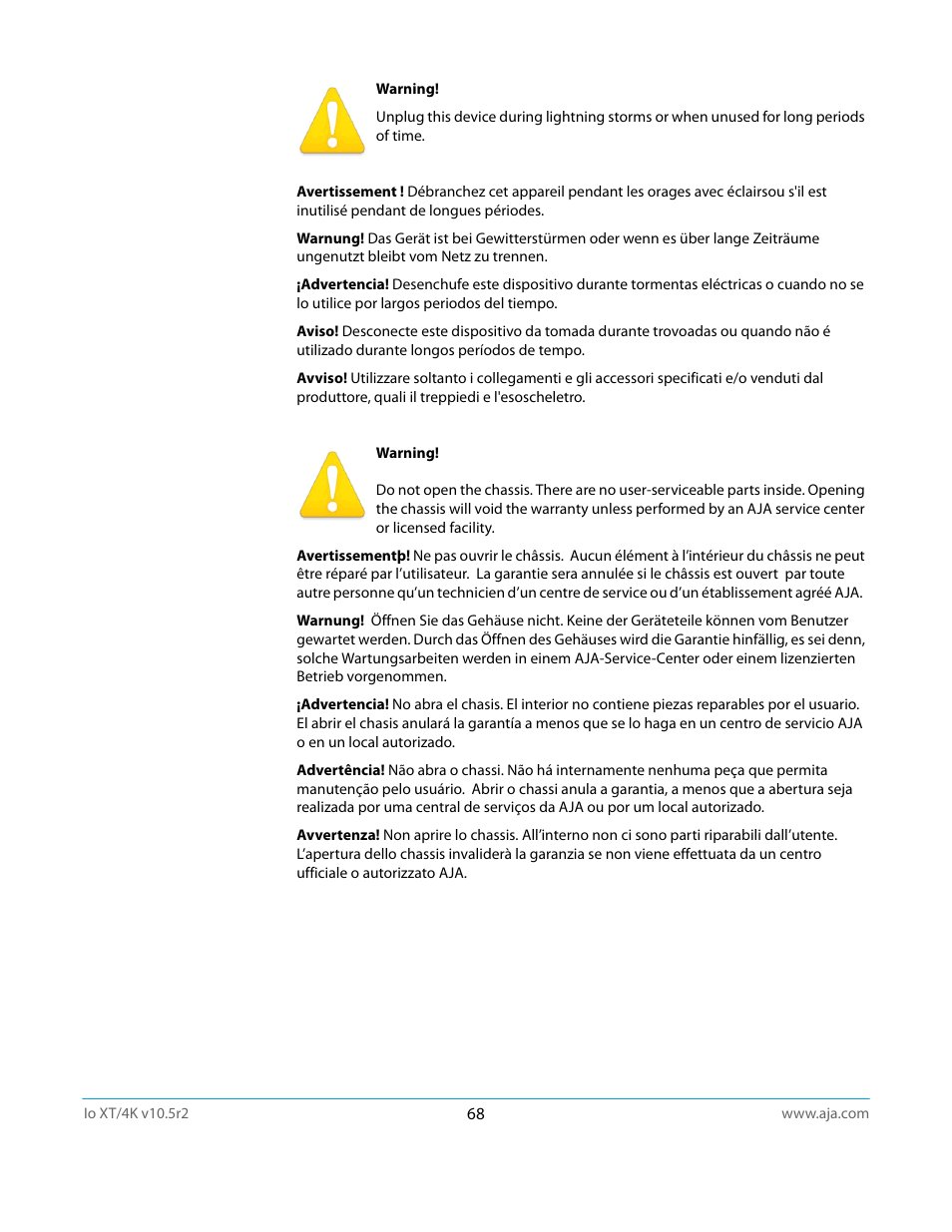 AJA Io4K User Manual | Page 68 / 74