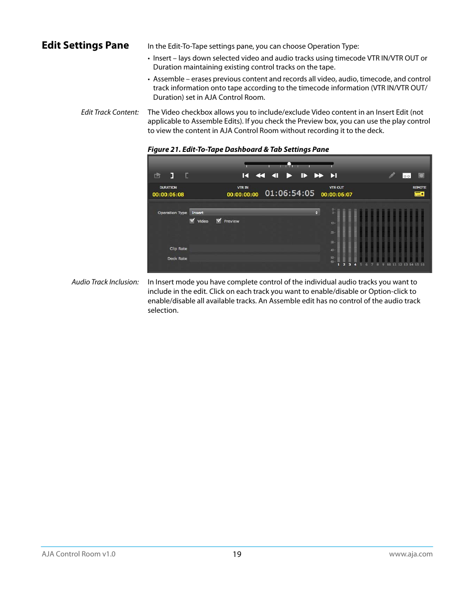 Edit settings pane | AJA Control Room User Manual | Page 19 / 25