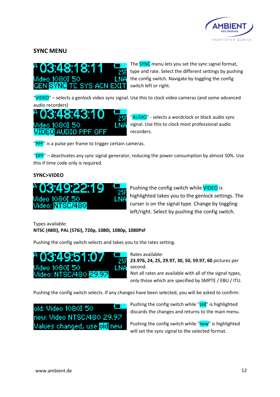 Sync menu | Ambient Lockit - ACL 204 User Manual | Page 14 / 32