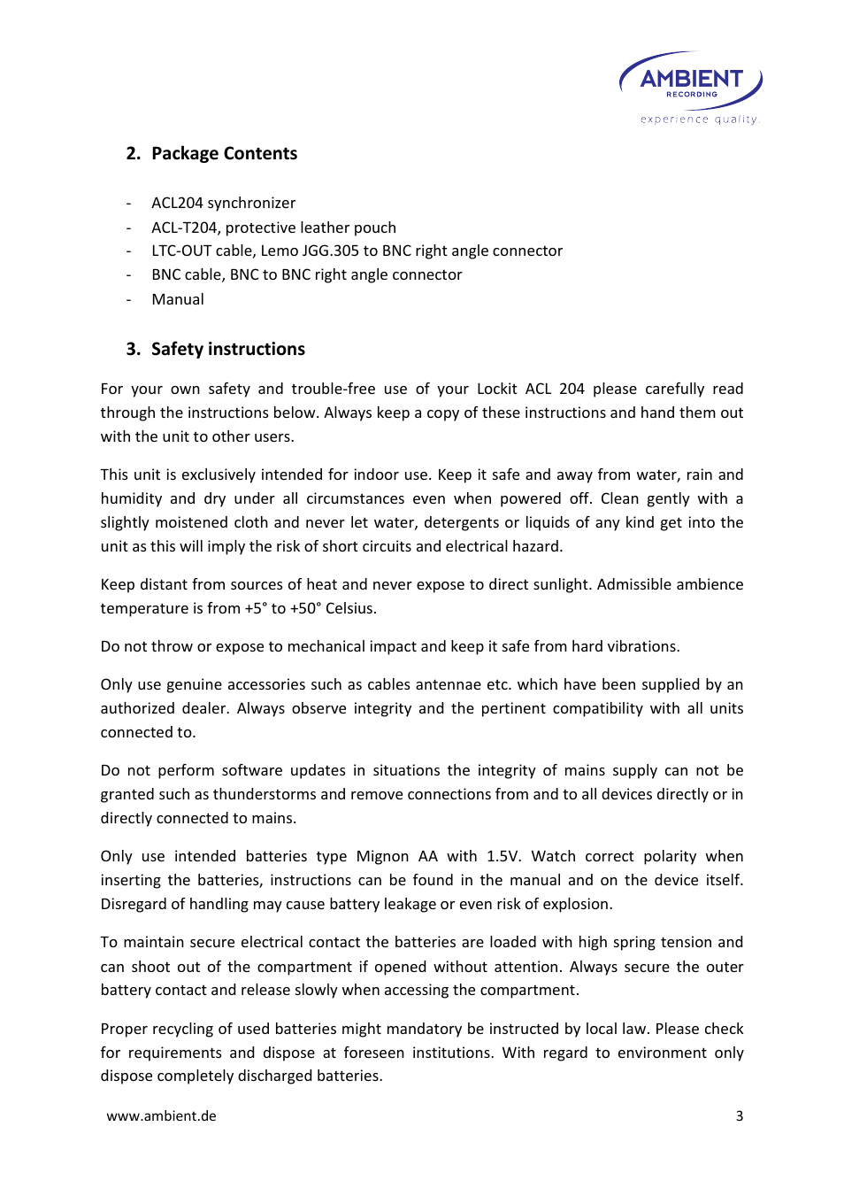 Ambient Lockit - ACL 204 User Manual | Page 5 / 32