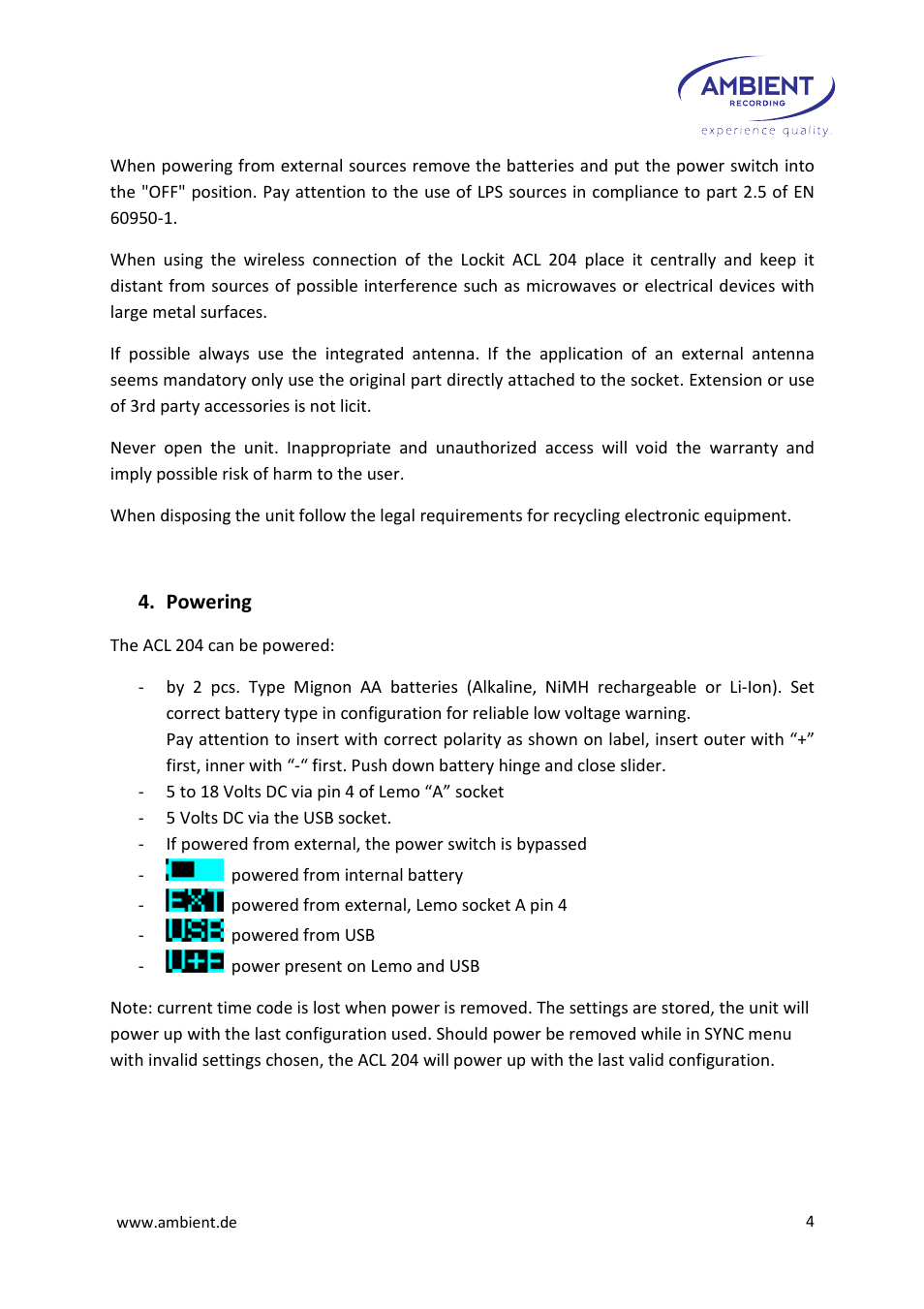 Ambient Lockit - ACL 204 User Manual | Page 6 / 32