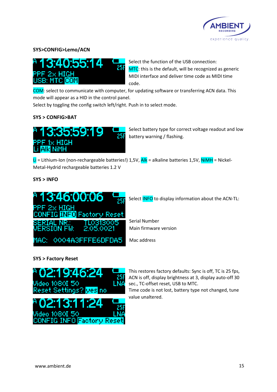 Ambient Tiny Lockit - ACN TL User Manual | Page 17 / 32