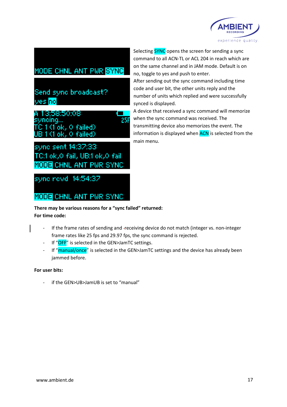 Ambient Tiny Lockit - ACN TL User Manual | Page 19 / 32