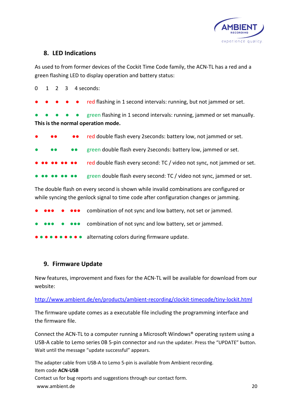 Ambient Tiny Lockit - ACN TL User Manual | Page 22 / 32