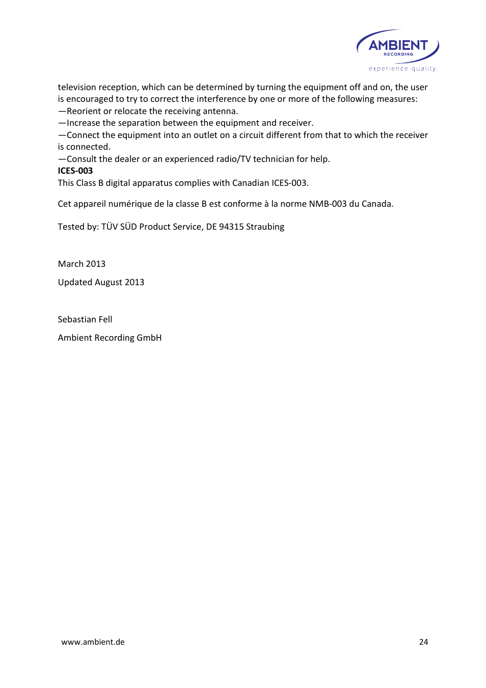 Ambient Tiny Lockit - ACN TL User Manual | Page 26 / 32
