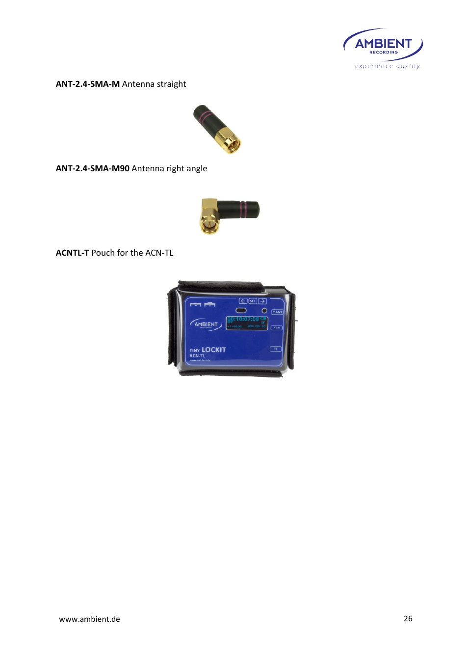 Ambient Tiny Lockit - ACN TL User Manual | Page 28 / 32