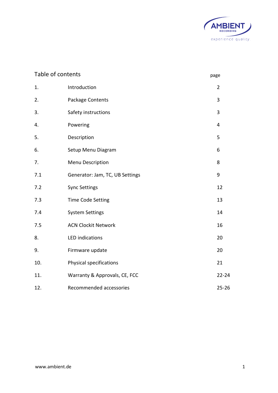 Ambient Tiny Lockit - ACN TL User Manual | Page 3 / 32
