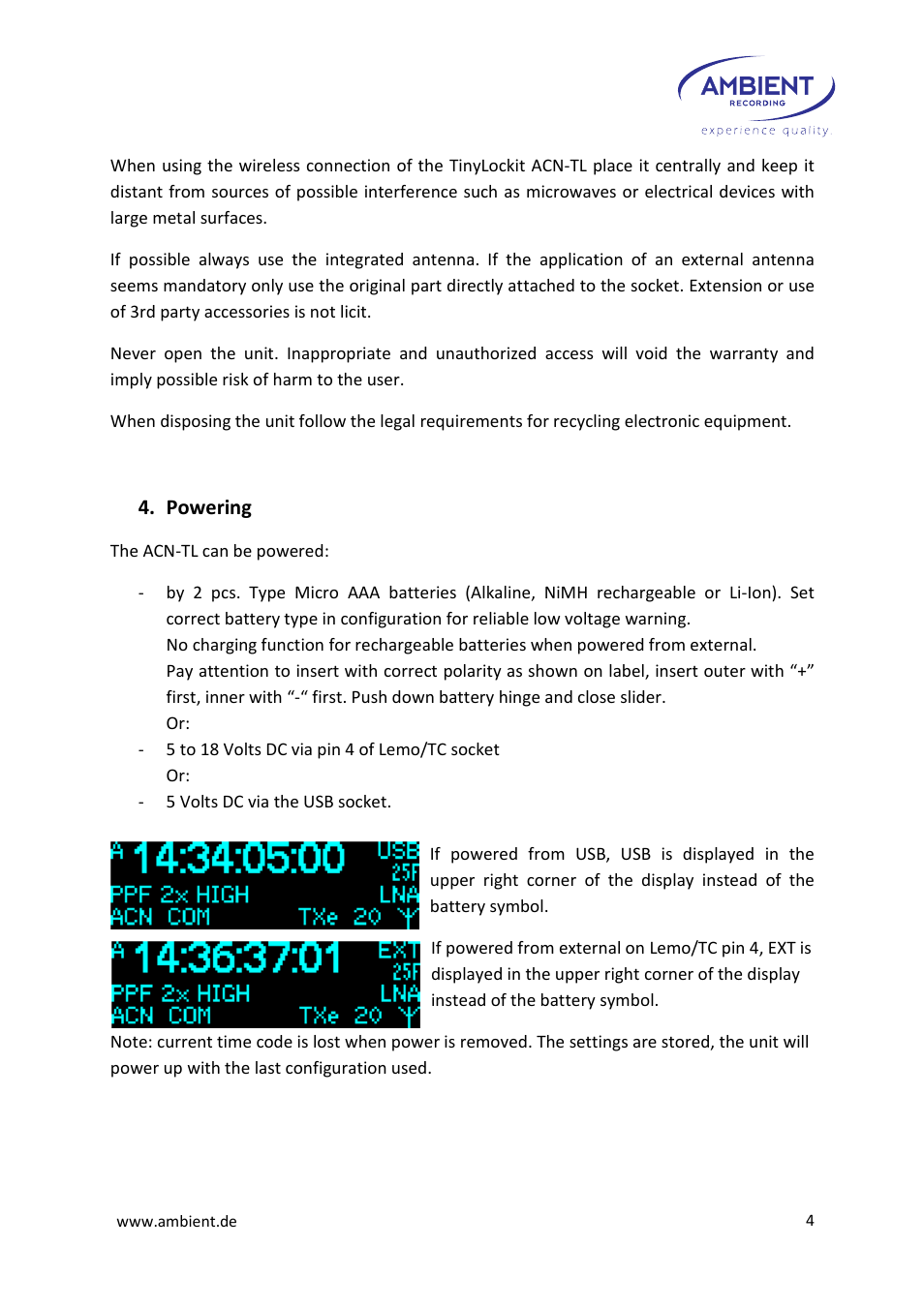 Ambient Tiny Lockit - ACN TL User Manual | Page 6 / 32