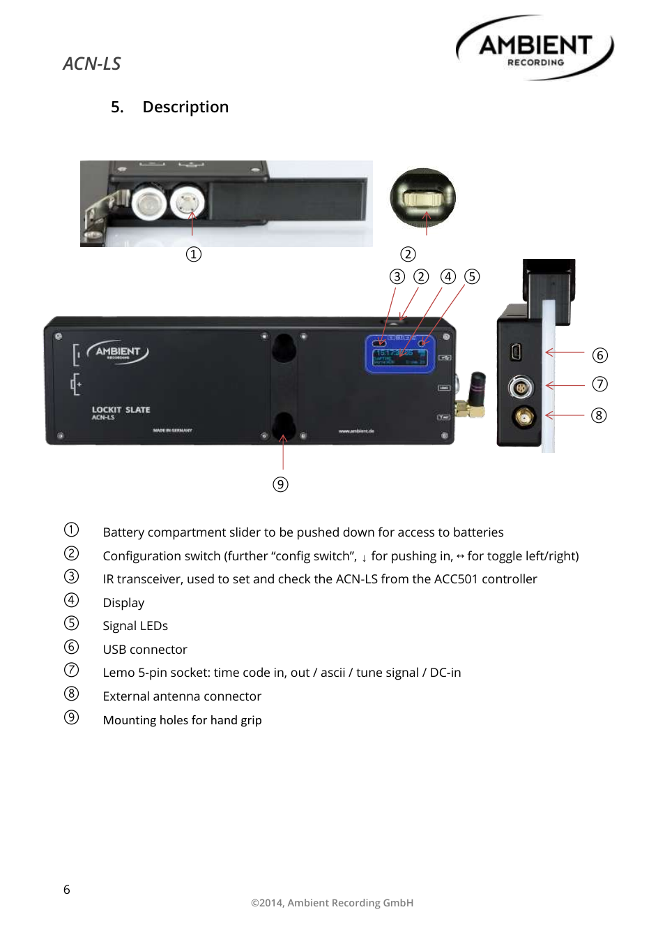 Description, Acn-ls | Ambient Lockit Slate, ACN-LS User Manual | Page 8 / 32