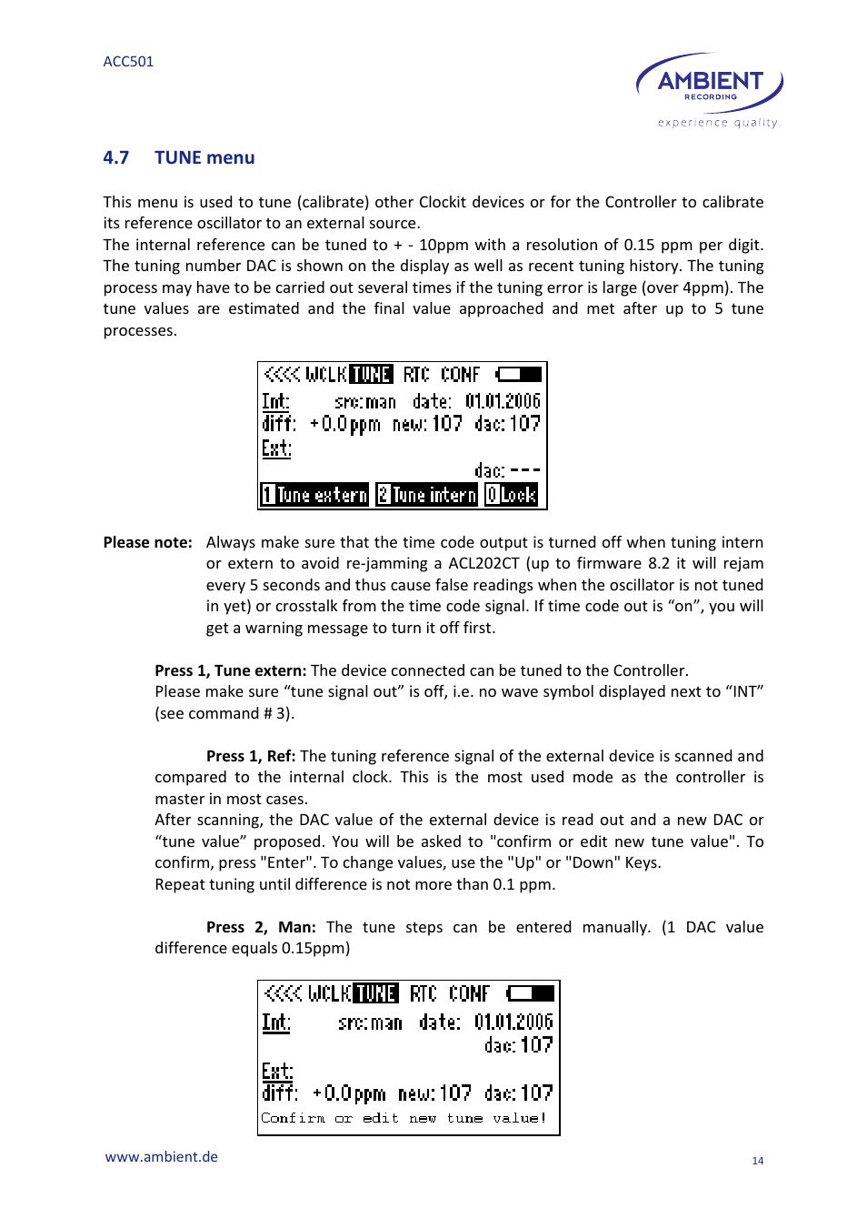Ambient Controller - ACC 501 User Manual | Page 16 / 24