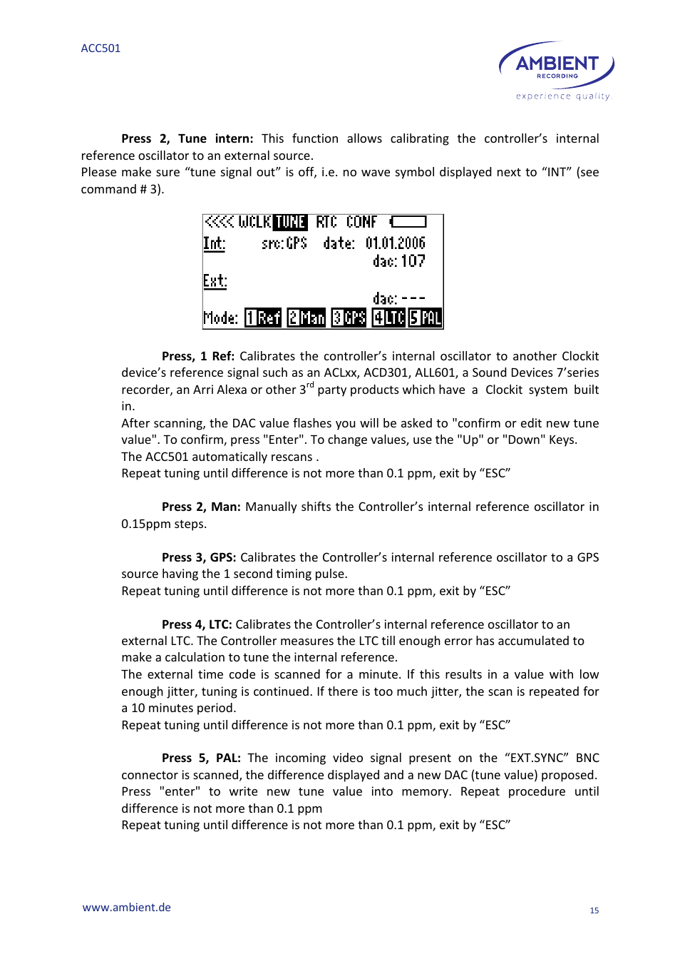 Ambient Controller - ACC 501 User Manual | Page 17 / 24