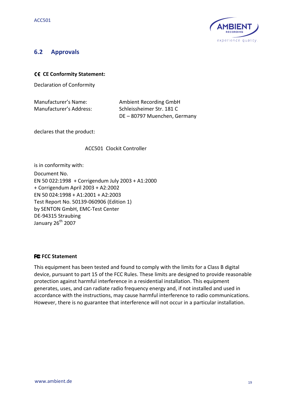 Ambient Controller - ACC 501 User Manual | Page 21 / 24