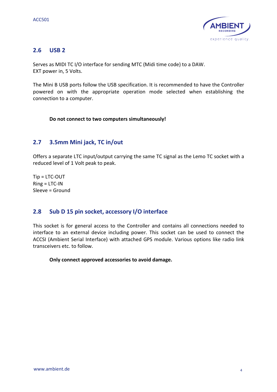 Ambient Controller - ACC 501 User Manual | Page 6 / 24