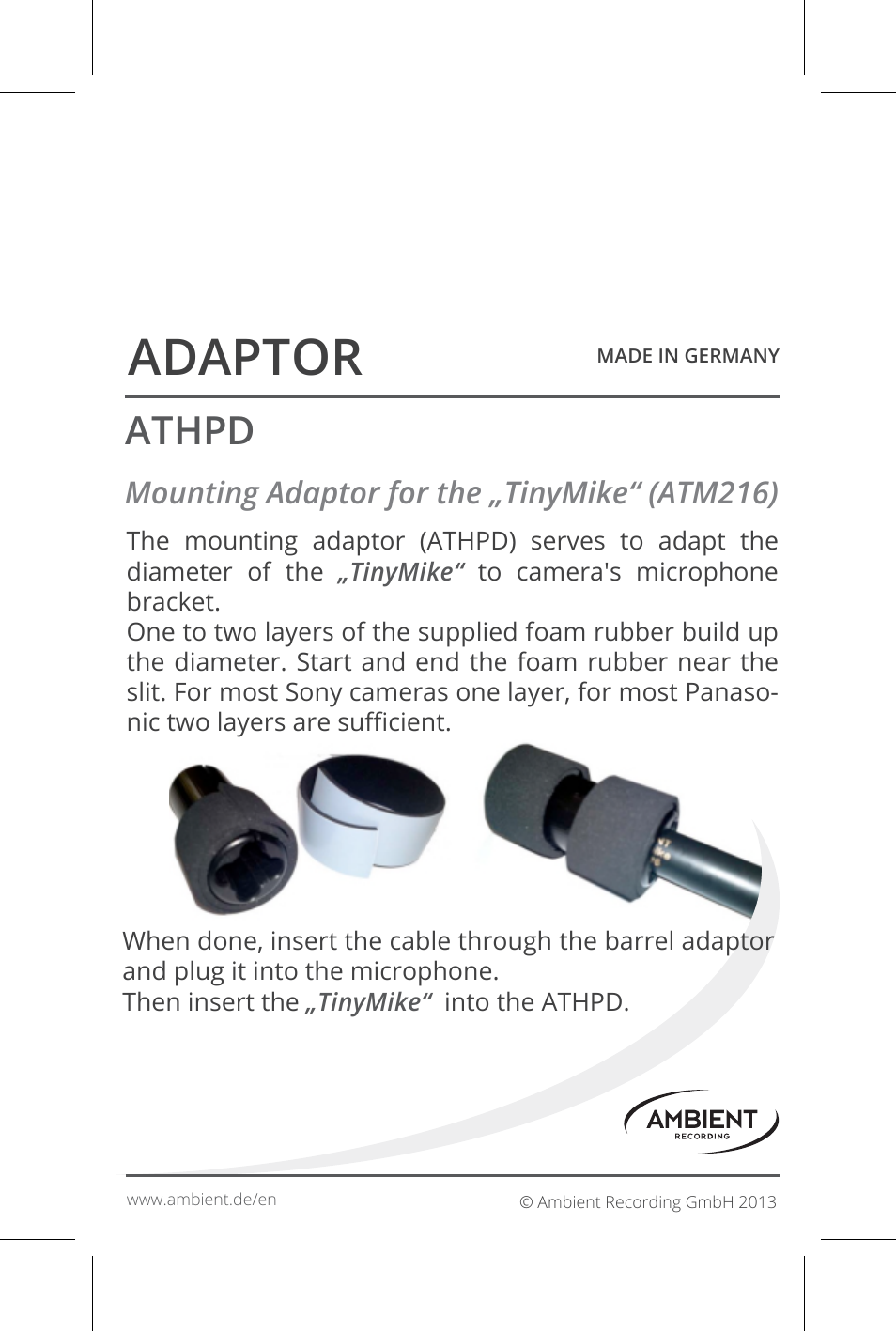 Ambient ATHPD User Manual | 1 page