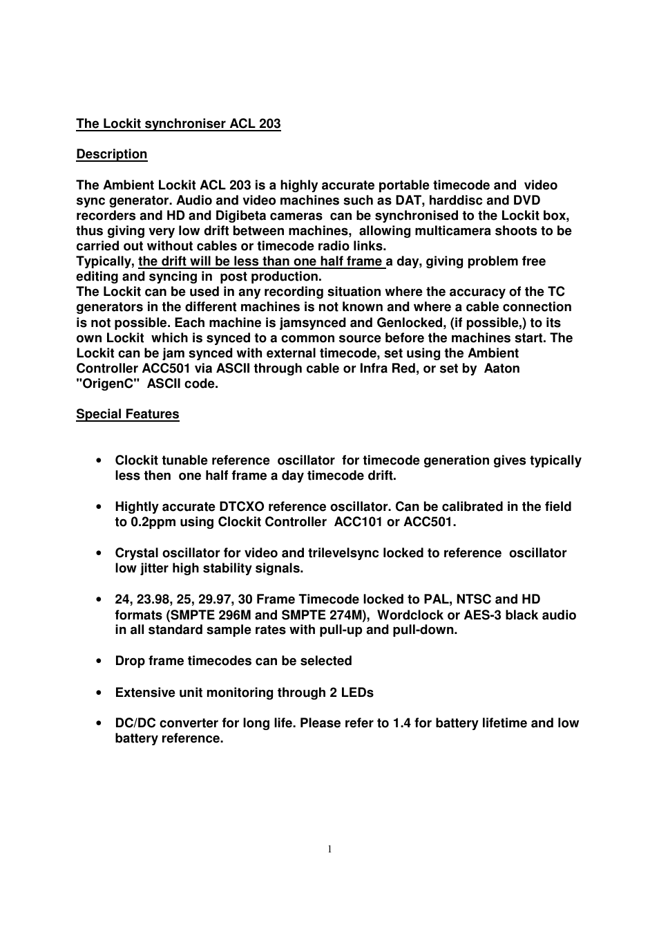 Ambient ACL 203 User Manual | Page 2 / 9